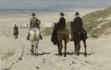 Morgenrit langs het strand, Anton Mauve, 1876