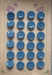 24 Glasknöpfe auf Karte - Blauw  18 mm