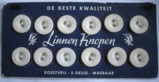 12 Linnen knopen - Verzamelkaart  15 mm