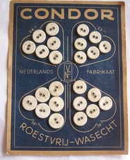 24 Linnen knopen - Verzamelkaart  14 mm