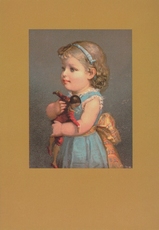Mädchen mit Mulattenpuppe  15 x 10,5 cm