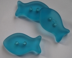 Glasknopf Blau/Fisch  28 x 16,5 mm