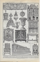 Orgineel blad uit Larouse - Styles Louis XIII-XIV 28 x 18 cm