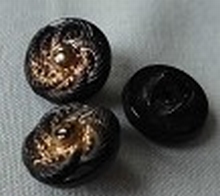 Glasknopf- Schwarz Goldfarbe 13 mm