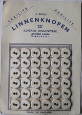 36 Linnen knopen - Verzamelkaart 14 mm