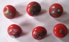 6 Glasknopen - rood 14 mm